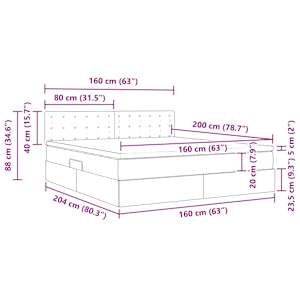 Postel s úložným prostorem a LED osvětlením Šedá 160 x 200 cm - obrázek 17