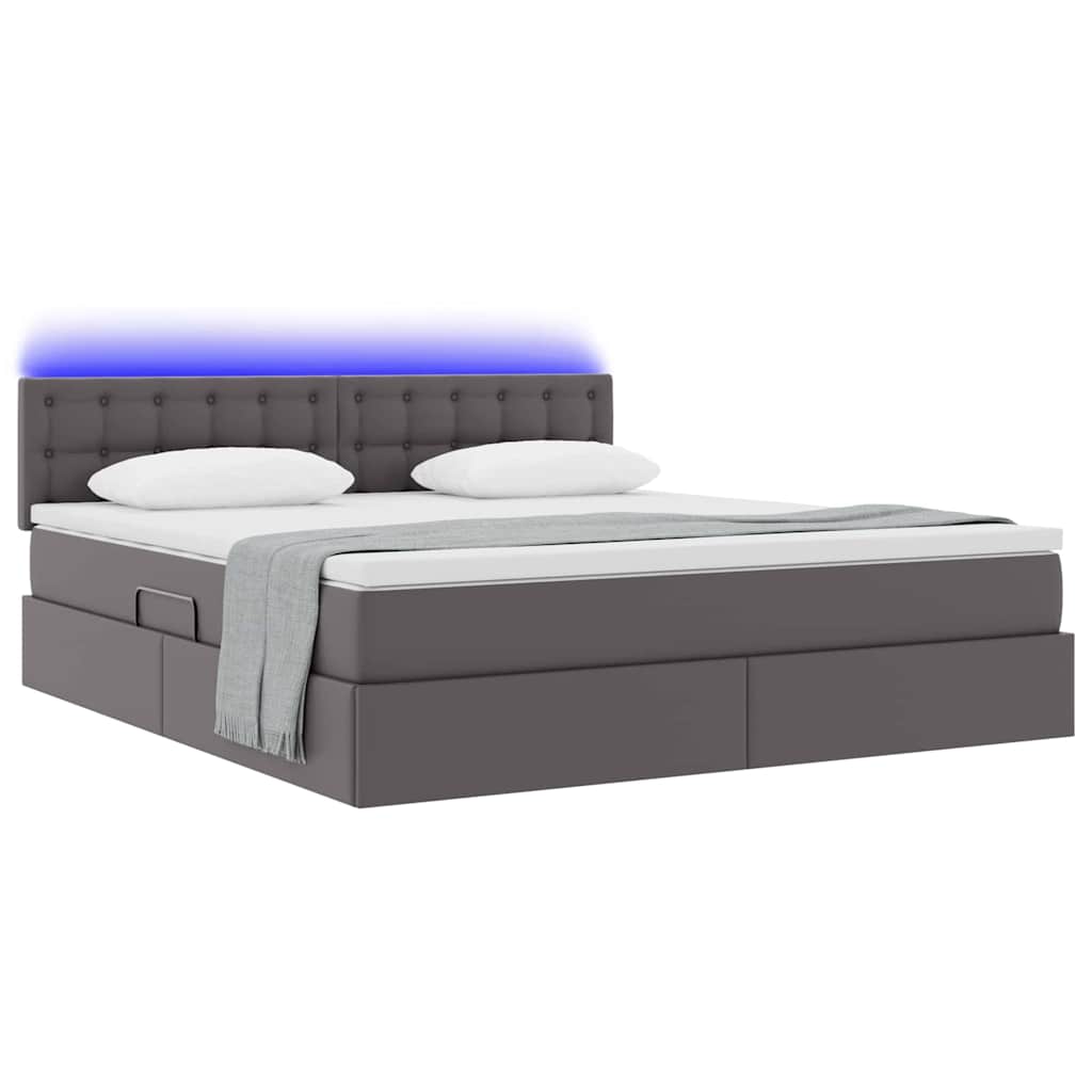 Thumbnail - vidaXL Bett mit Stauraum und LED Grau 180 x 200 cm Kunstleder