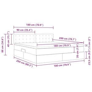 Postel s úložným prostorem a LED osvětlením Šedá 180 x 200 cm - obrázek 17