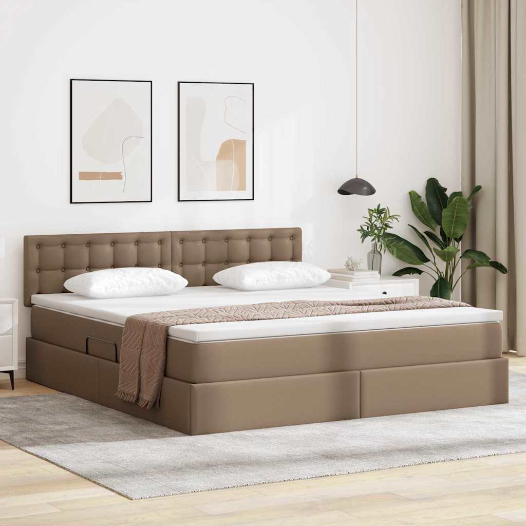 vidaXL Bett mit Stauraum und LED Cappuccino 180 x 200 cm Kunstleder