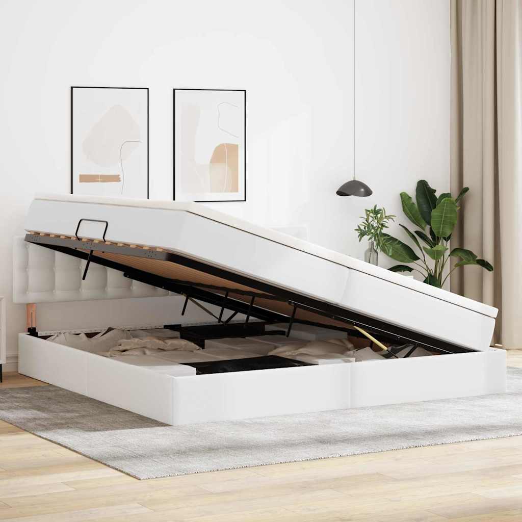 Voodi LED -ribatuledega peaga Helehall 200 x 200 cm PVC 4 Kõik vajalik sinu aeda ja koju! Voodi LED -ribatuledega peaga Helehall 200 x 200 cm PVC - Image 4