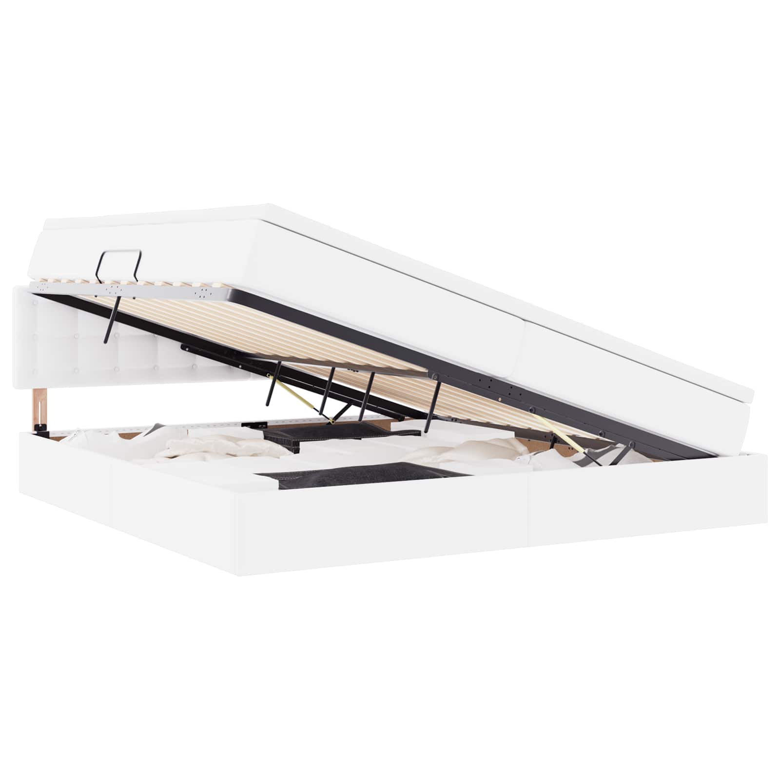 Voodi LED -ribatuledega peaga Helehall 200 x 200 cm PVC 2 Kõik vajalik sinu aeda ja koju! Voodi LED -ribatuledega peaga Helehall 200 x 200 cm PVC - Image 2