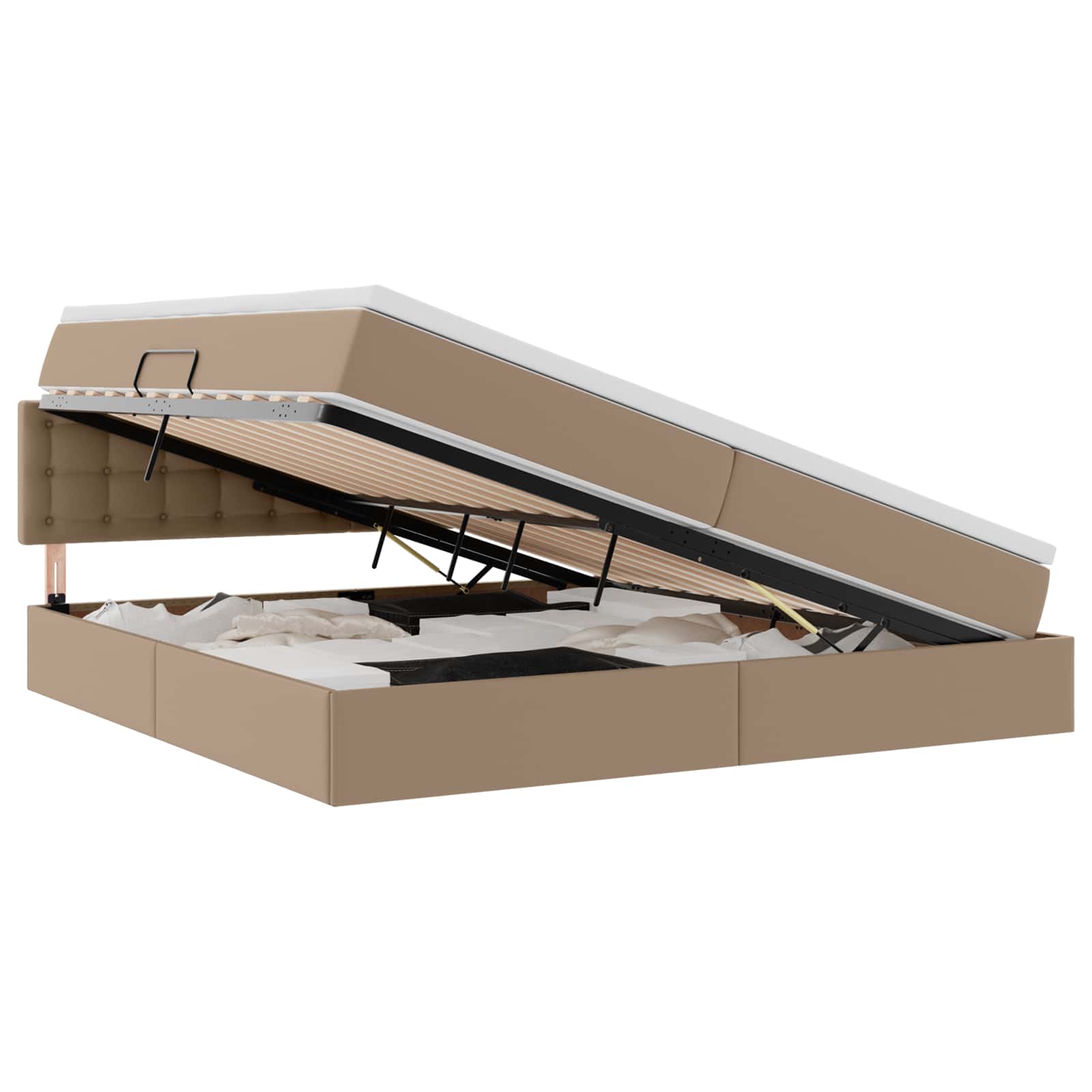 Thumbnail - vidaXL Bett mit Stauraum und LED Hellgrau 200 x 200 cm Kunstleder