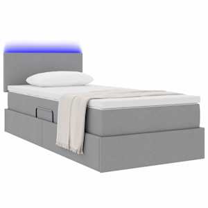 LED postel s úložným prostorem a matrací Světle šedá - obrázek 3