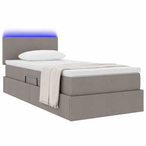 LED postel s úložným prostorem a matrací Taupe 90 x 190 cm - obrázek 3