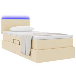 LED postel s úložným prostorem a matrací Krémová 90 x 190 cm - obrázek 3