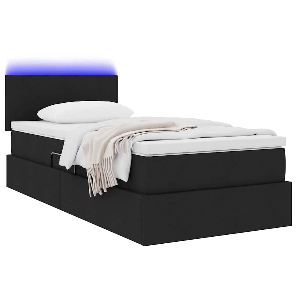 Thumbnail - vidaXL Bett mit Stauraum und LED mit LED Schwarz 90 x 200 cm Stoff