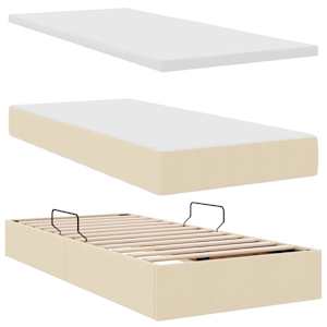 LED postel s úložným prostorem a matrací Krémová 100 x 200 cm - obrázek 9