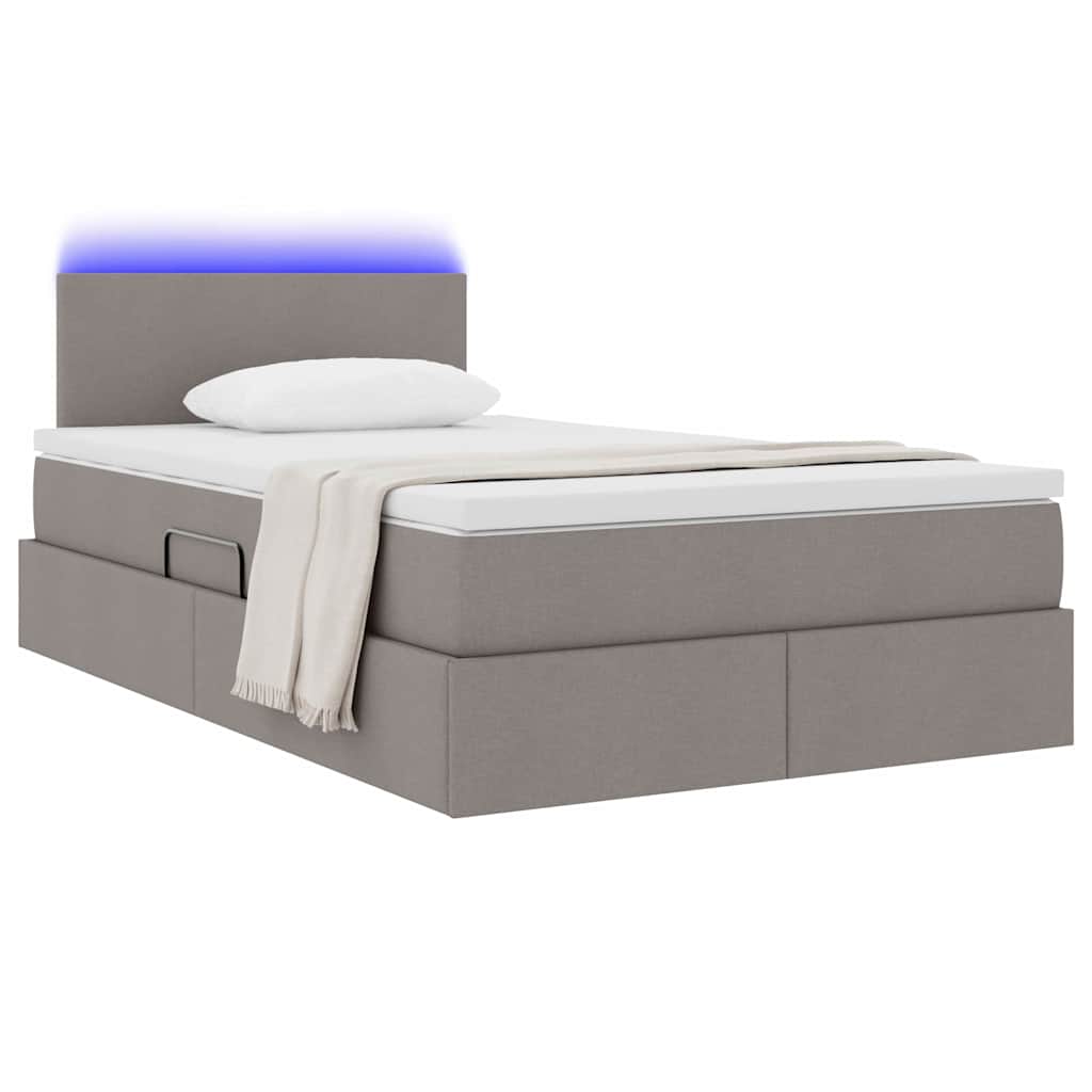 Thumbnail - vidaXL Bett mit Stauraum und LED mit Matratze Taupe 120 x 190 cm Stoff
