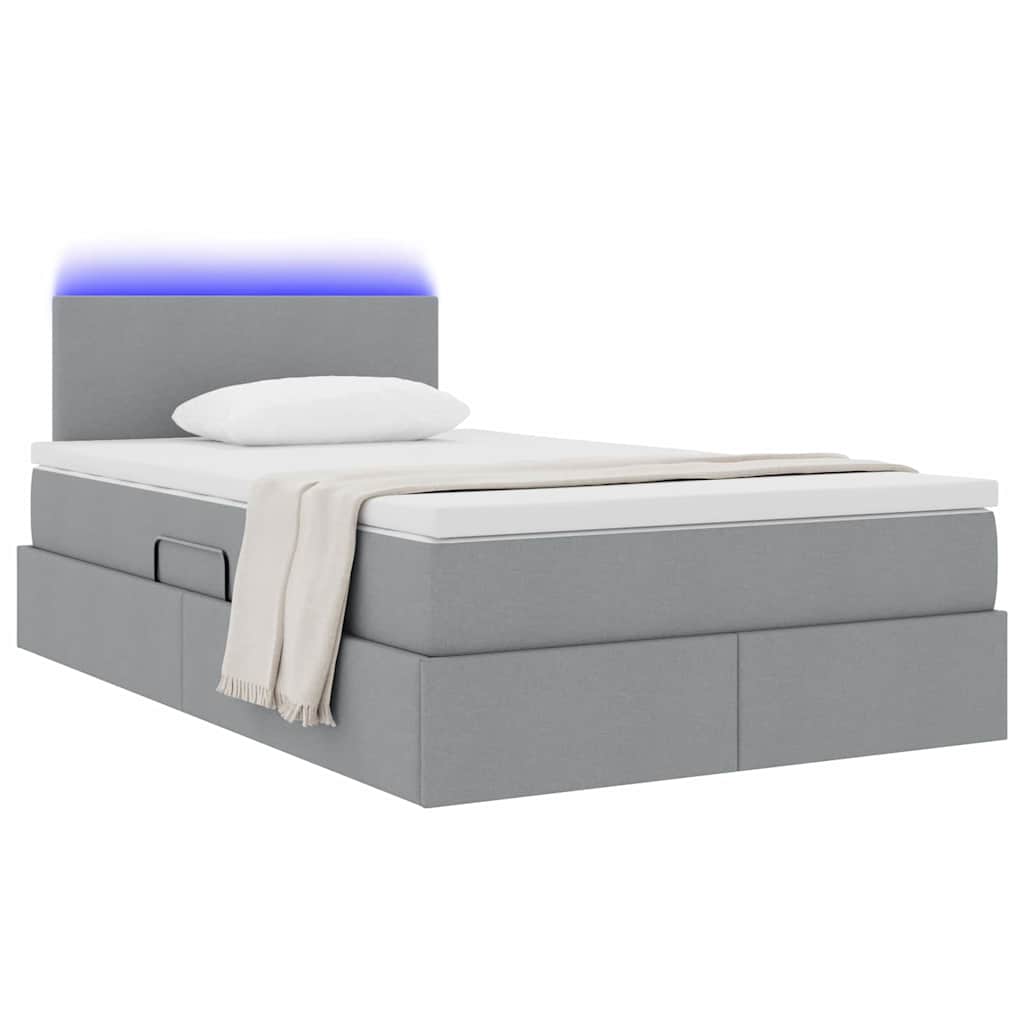 Thumbnail - vidaXL Bett mit Stauraum und LED Hellgrau 120 x 200 cm Polyester