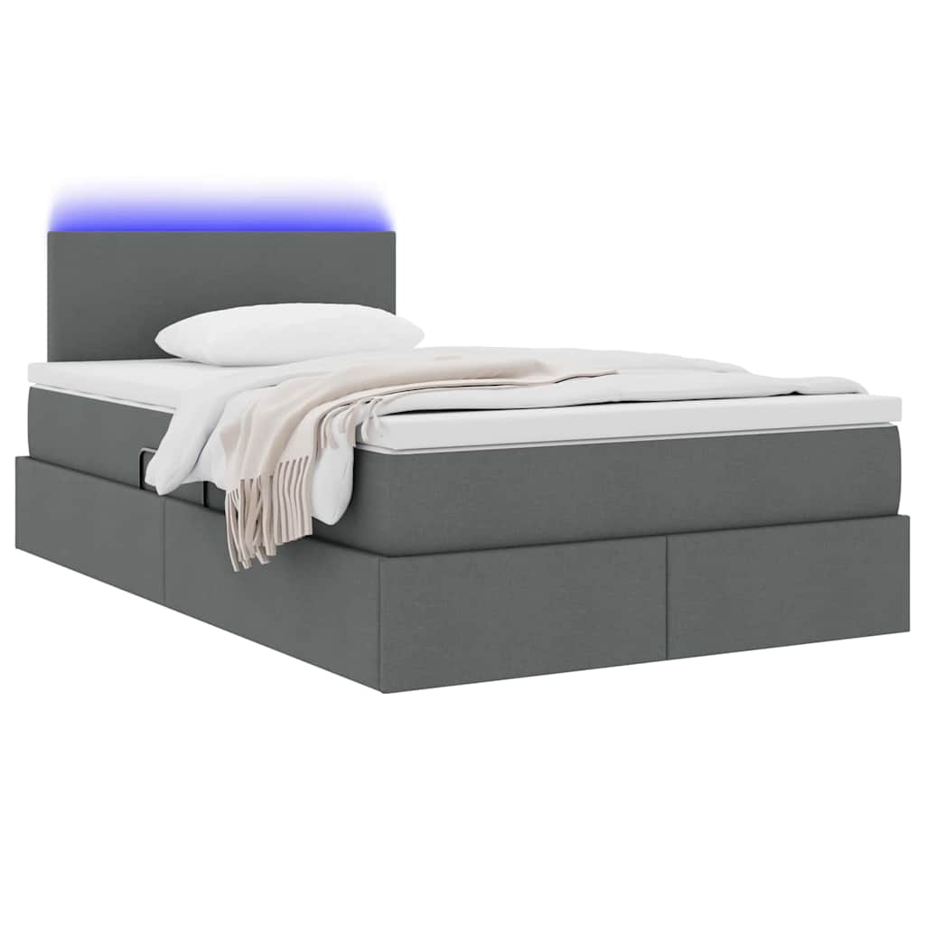 Thumbnail - vidaXL Bett mit Stauraum und LED Dunkelgrau 120 x 200 cm Polyester