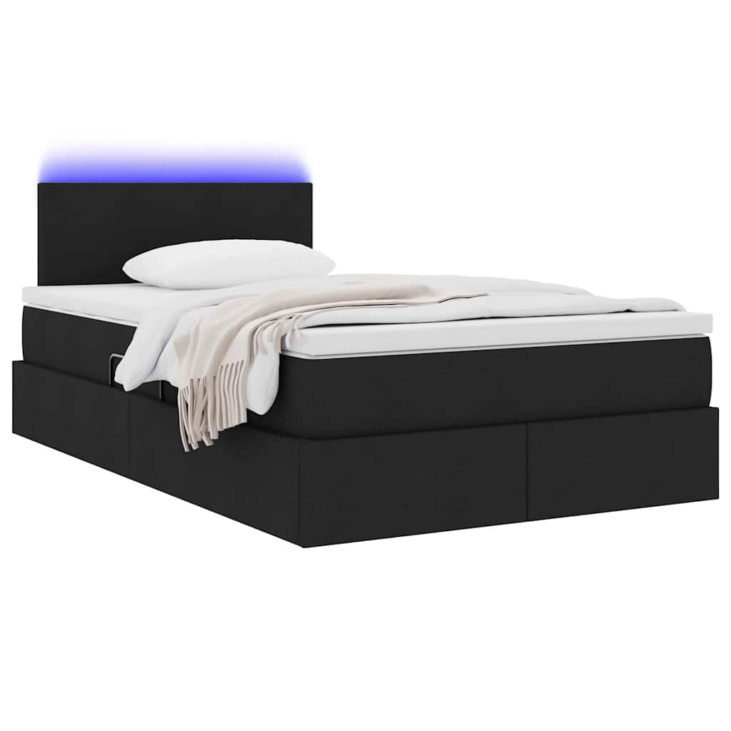 Thumbnail - vidaXL Bett mit Stauraum und LED mit LED Schwarz 120 x 200 cm Stoff