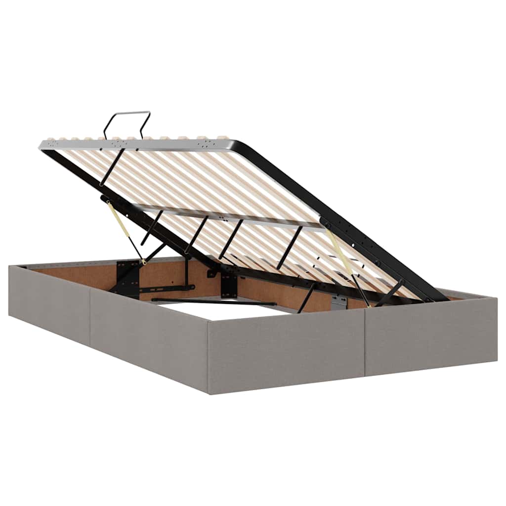 Voodi LED -ribatuledega peaga Pruunikashall 120 x 200 cm kangas - Image 7