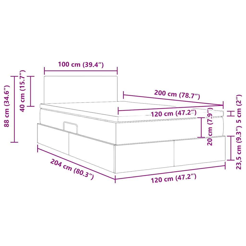 Postel s úložným prostorem a LED osvětlením Taupe 120 x 200 cm - obrázek 17