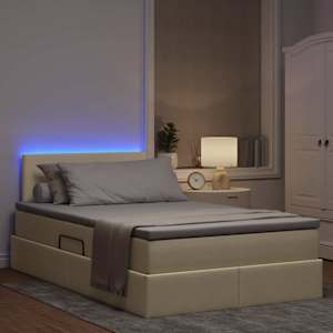 LED postel s úložným prostorem a matrací Krémová 120 x 200 cm - obrázek 5