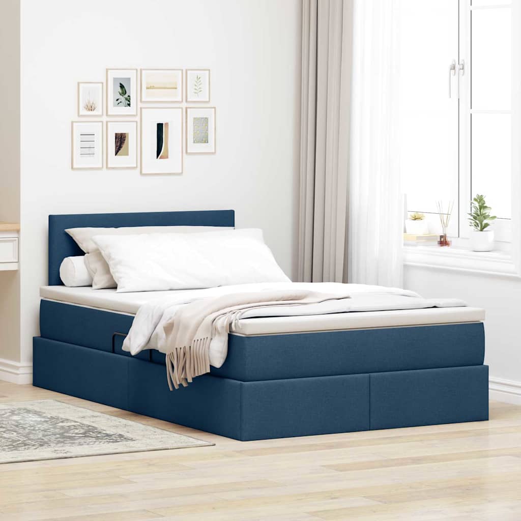 vidaXL Bett mit Stauraum und LED Blau 120 x 200 cm Polyester