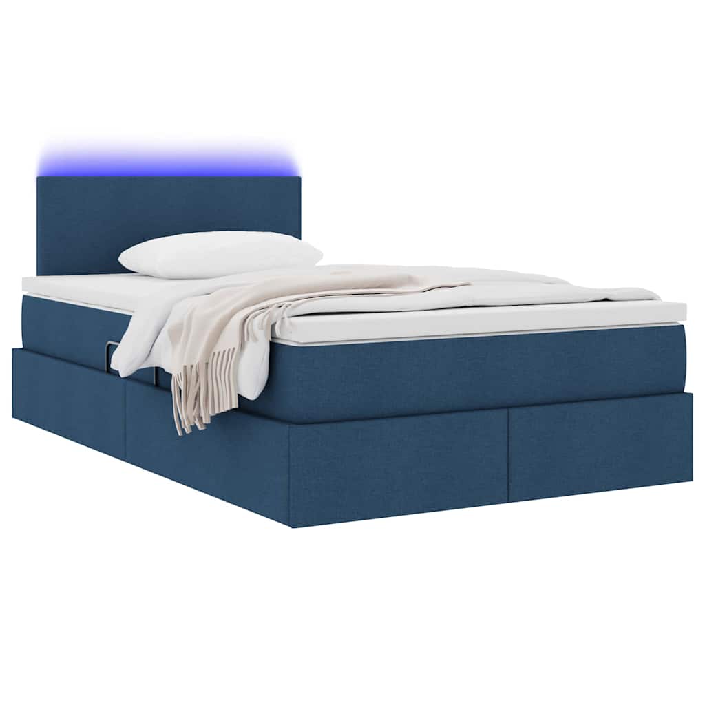 Thumbnail - vidaXL Bett mit Stauraum und LED Blau 120 x 200 cm Polyester
