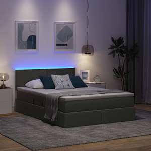 LED postel s úložným prostorem a matrací Tmavě šedá - obrázek 5