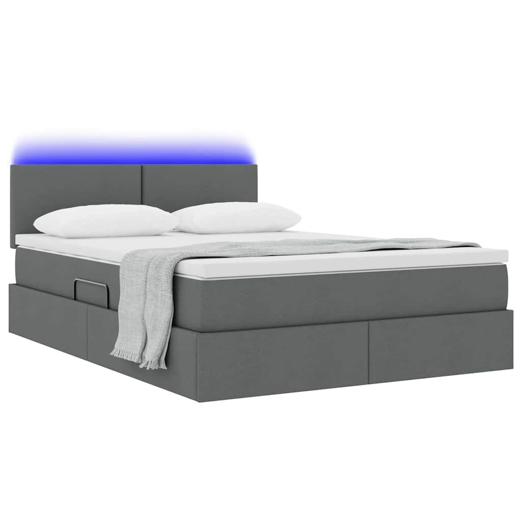Thumbnail - vidaXL Bett mit Stauraum und LED Dunkelgrau 140 x 190 cm Polyester