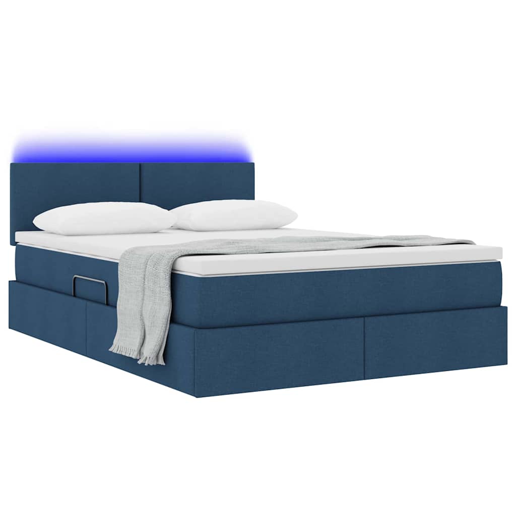 Thumbnail - vidaXL Bett mit Stauraum und LED Blau 140 x 190 cm Polyester