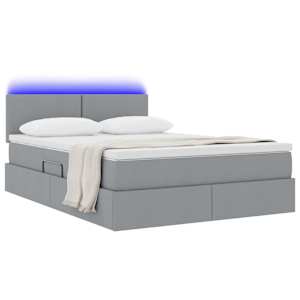 LED postel s úložným prostorem a matrací Světle šedá - obrázek 3