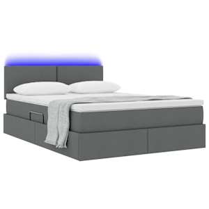 LED postel s úložným prostorem a matrací Tmavě šedá - obrázek 3