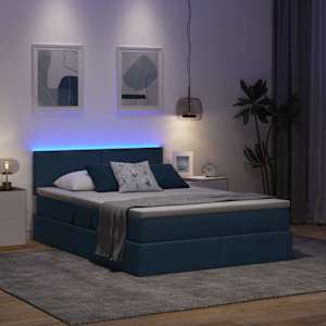 LED postel s úložným prostorem a matrací Modrá 140 x 200 cm - obrázek 5