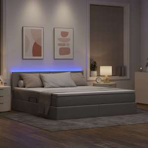 LED postel s úložným prostorem a matrací Taupe 180 x 200 cm - obrázek 5