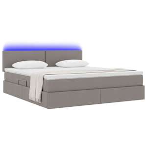 LED postel s úložným prostorem a matrací Taupe 180 x 200 cm - obrázek 3