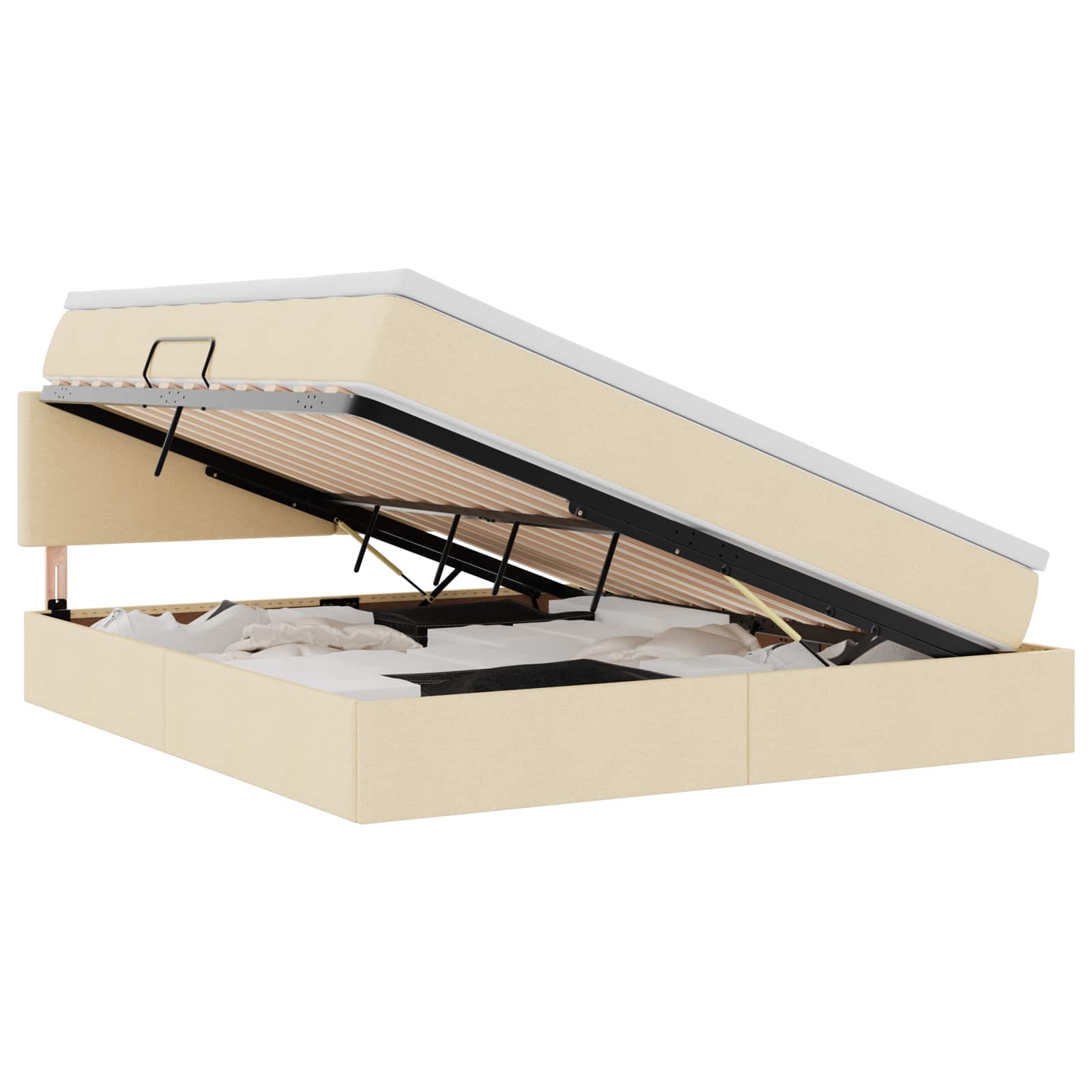 vidaXL LED Opslagbed met Matras Crème 180 x 200 cm Stof, foto 3