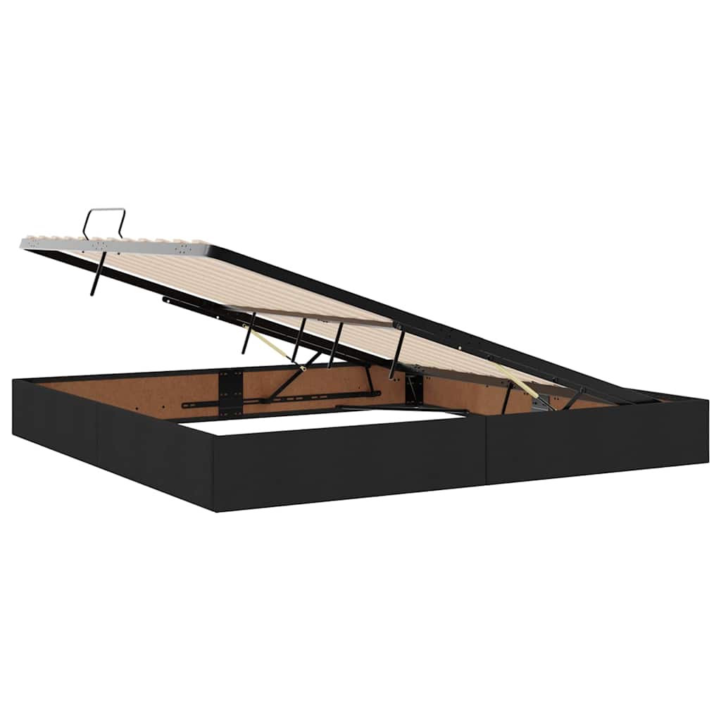 Voodi LED -ribatuledega peaga Must 200 x 200 cm kangas - Image 7