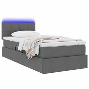 LED postel s úložným prostorem a matrací Tmavě šedá 90 x 190 cm - obrázek 3