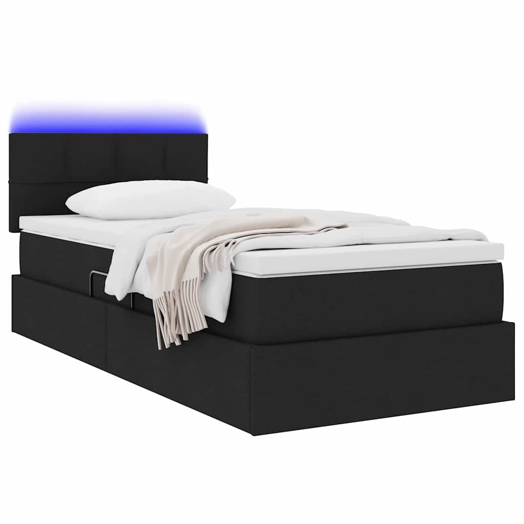 Thumbnail - vidaXL Bett mit Stauraum und LED mit LED Schwarz 90 x 190 cm Stoff