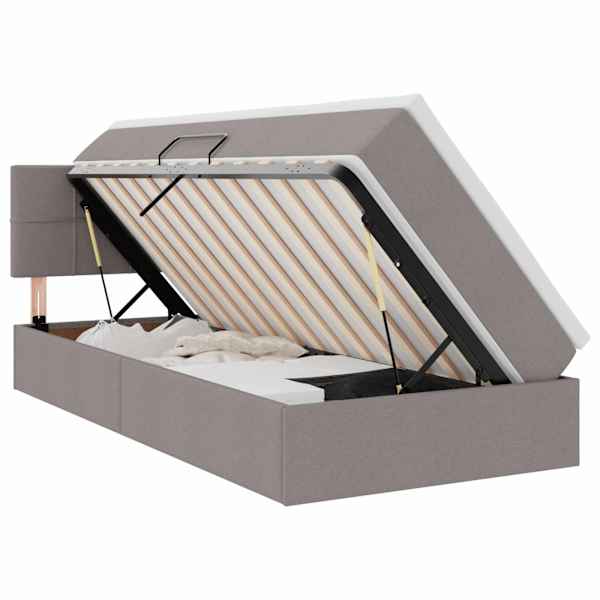 vidaXL LED-iga voodiraam koos madratsiga Pruunikashall 90 x 190 cm