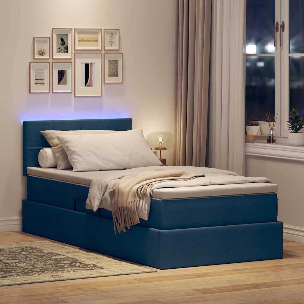 Postel s úložným prostorem a LED osvětlením Modrá 90 x 190 cm - obrázek 5