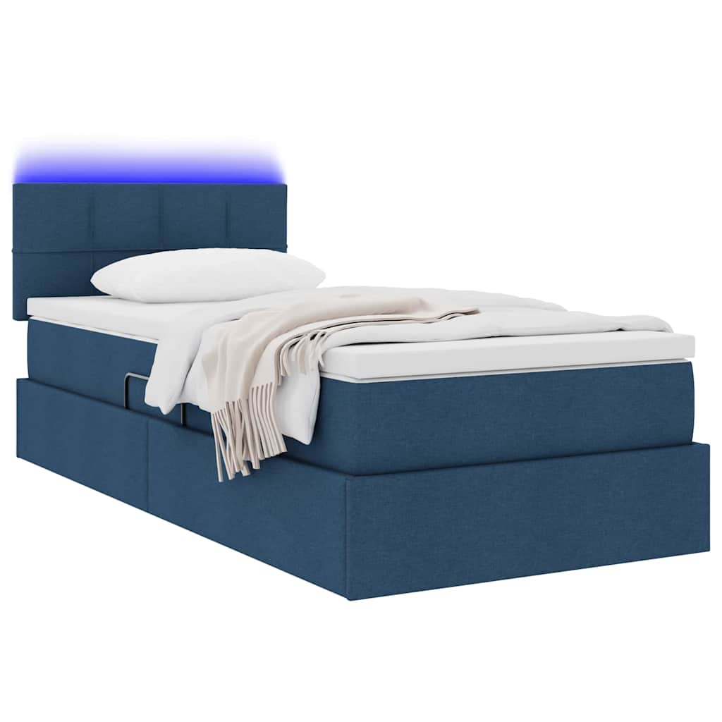 Postel s úložným prostorem a LED osvětlením Modrá 90 x 190 cm - obrázek 3