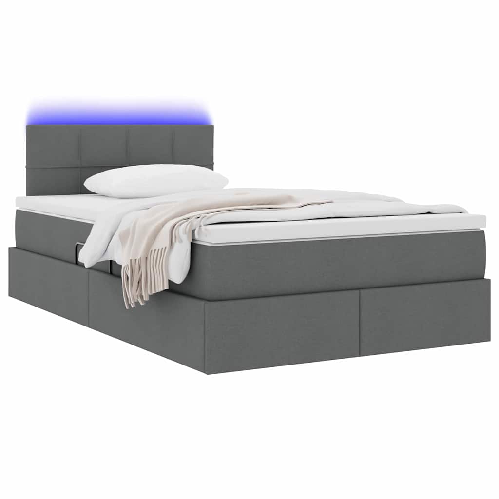 Thumbnail - vidaXL Bett mit Stauraum und LED mit LED Dunkelgrau 120 x 190 cm Stoff