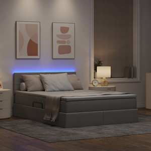 LED postel s úložným prostorem a matrací Taupe 140 x 200 cm - obrázek 5