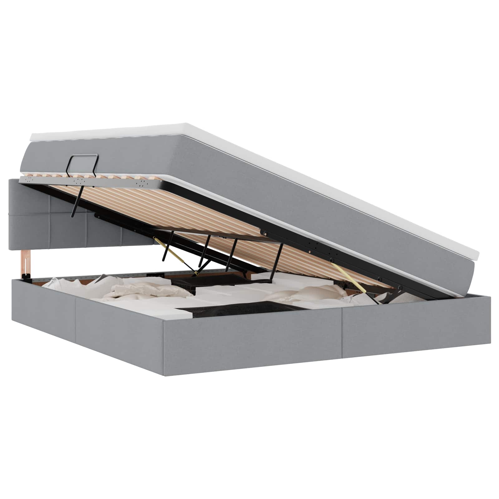 Thumbnail - vidaXL Bett mit Stauraum und LED mit LED Hellgrau 180 x 200 cm Stoff