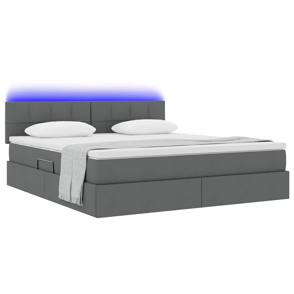 Thumbnail - vidaXL Bett mit Stauraum und LED mit LED Dunkelgrau 180 x 200 cm Stoff