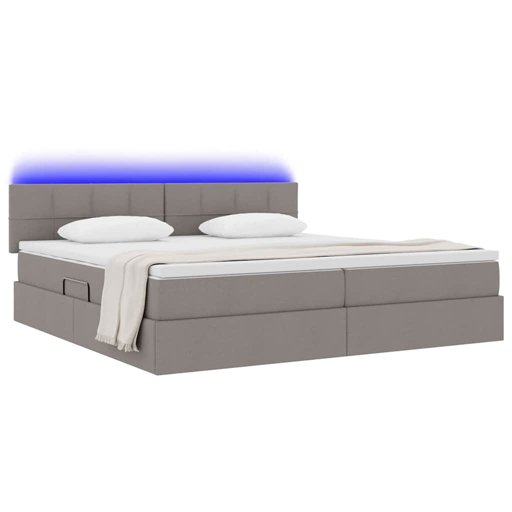 Thumbnail - vidaXL Bett mit Stauraum und LED mit Matratze Taupe 200 x 200 cm Stoff