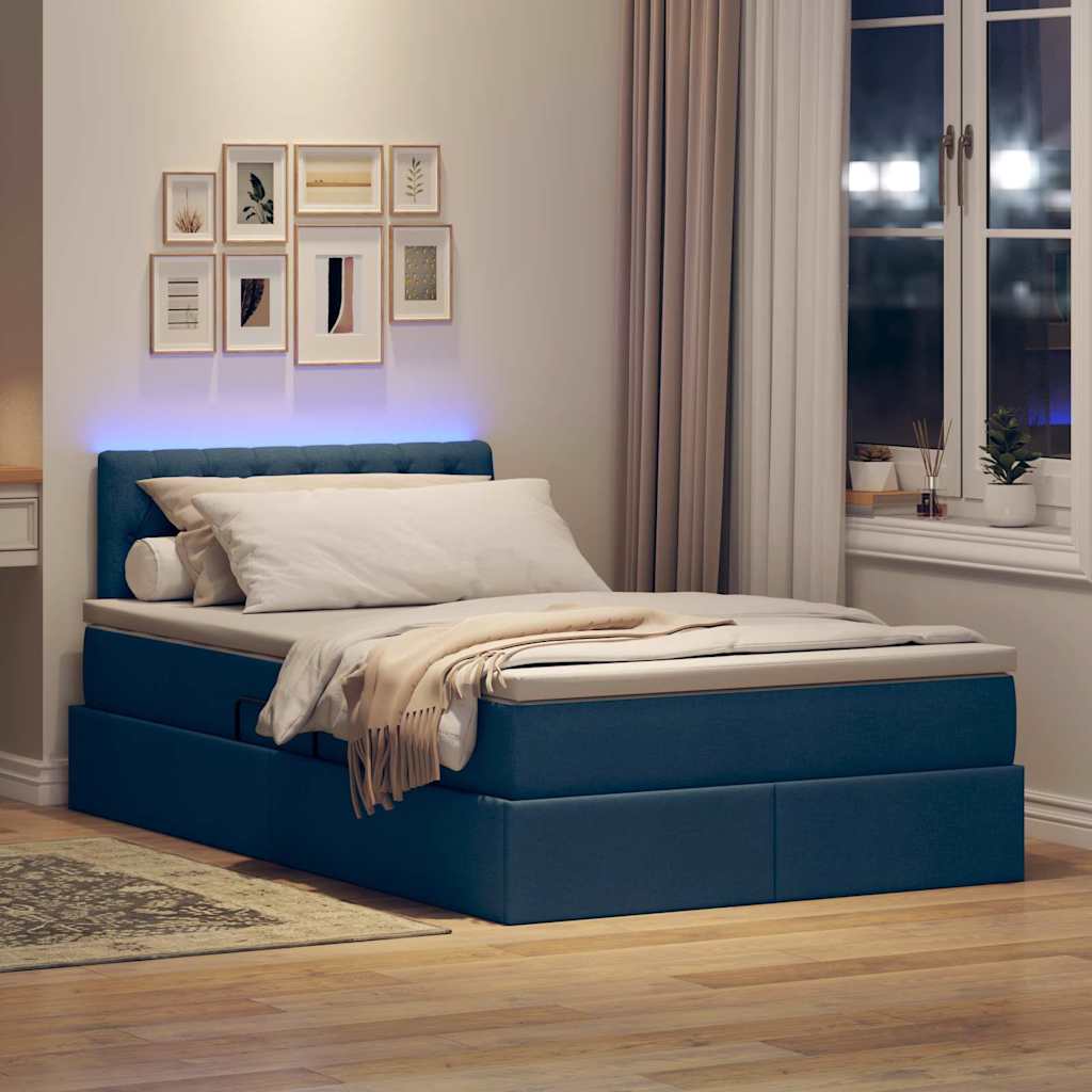 Postel s úložným prostorem a LED osvětlením Modrá 120 x 190 cm - obrázek 5