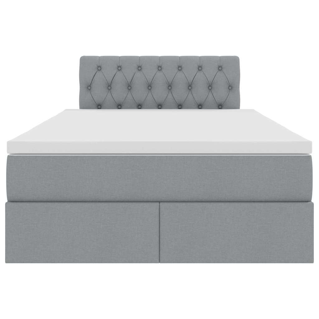 Voodi LED -ribatuledega peaga Helehall 120 x 200 cm kangas - Image 7