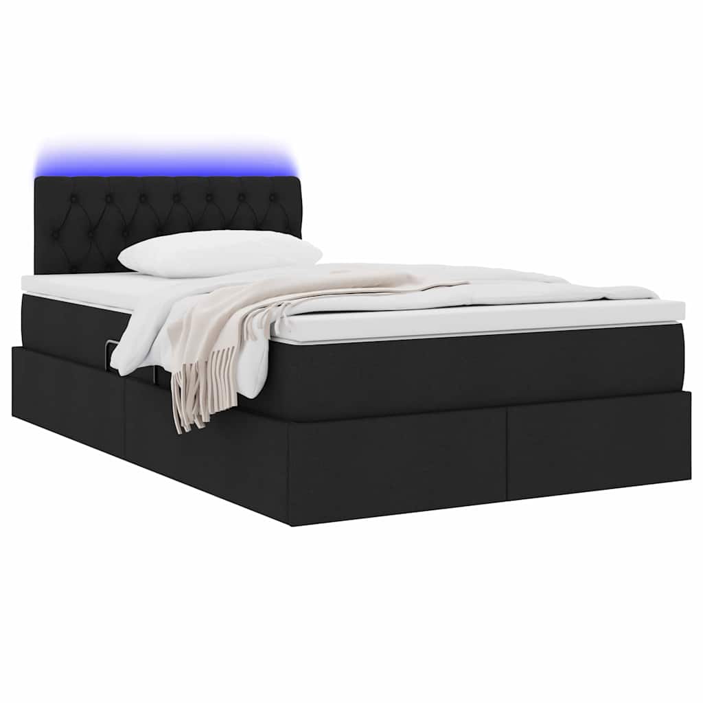 Thumbnail - vidaXL Bett mit Stauraum und LED mit LED Schwarz 120 x 200 cm Stoff