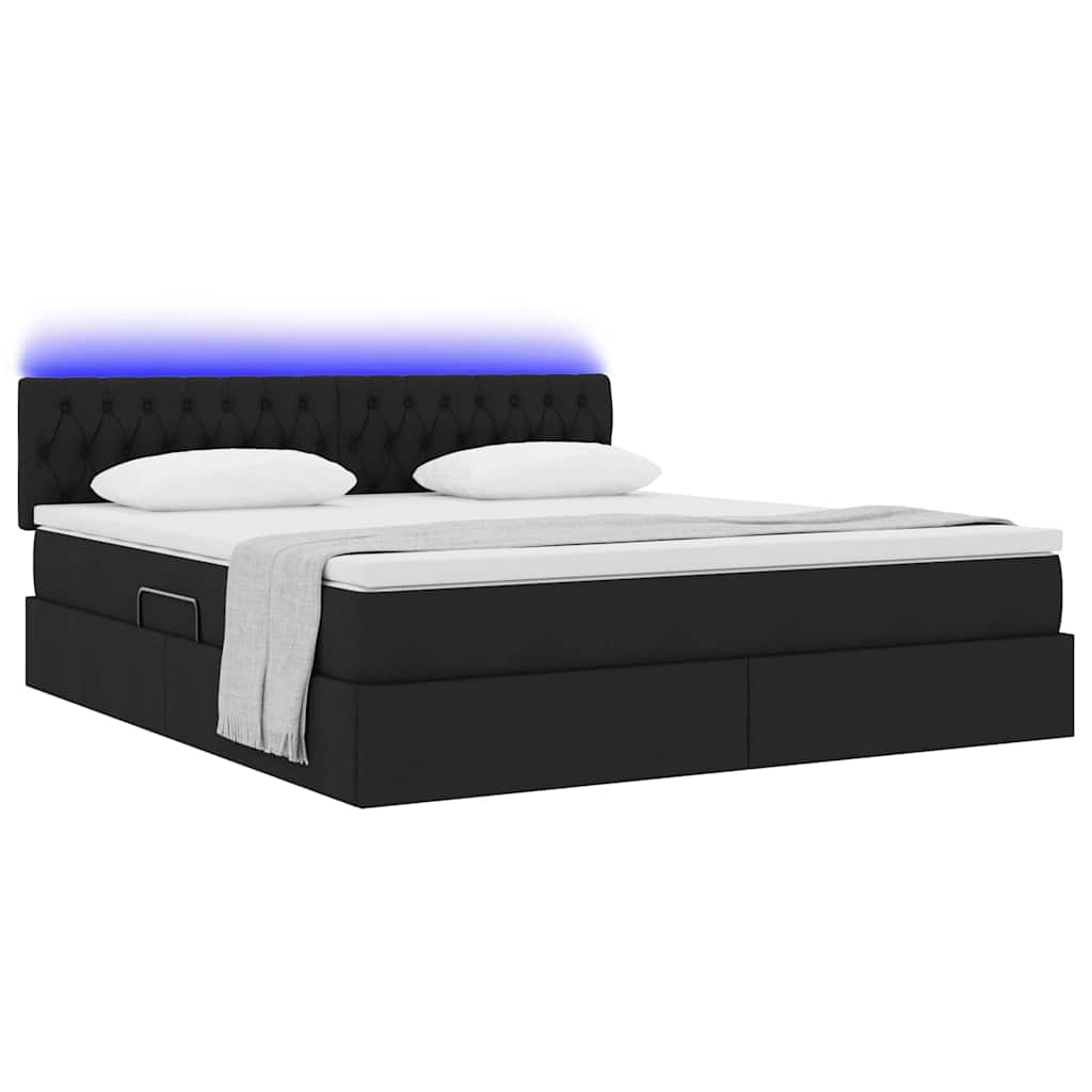 Thumbnail - vidaXL Bett mit Stauraum und LED mit LED Schwarz 160 x 200 cm Stoff