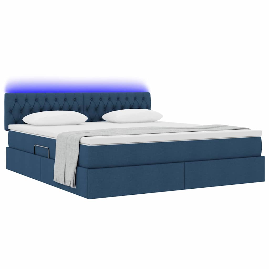 Thumbnail - vidaXL Bett mit Stauraum und LED Blau 160 x 200 cm Polyester