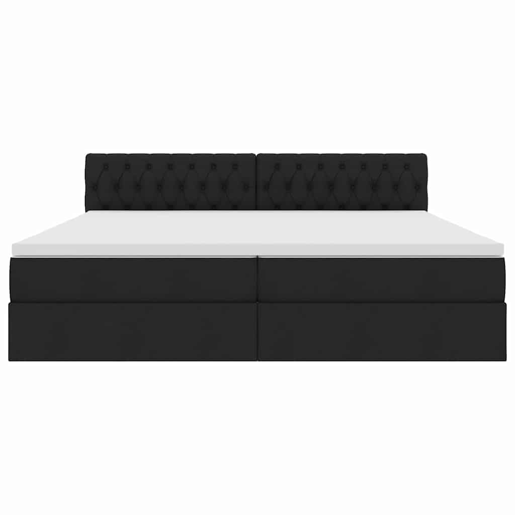 Voodi LED -ribatuledega peaga Must 200 x 200 cm kangas 8 Kõik vajalik sinu aeda ja koju! Voodi LED -ribatuledega peaga Must 200 x 200 cm kangas - Image 8