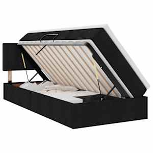 vidaXL LED-iga voodiraam koos madratsiga Must 90 x 190 cm kangas