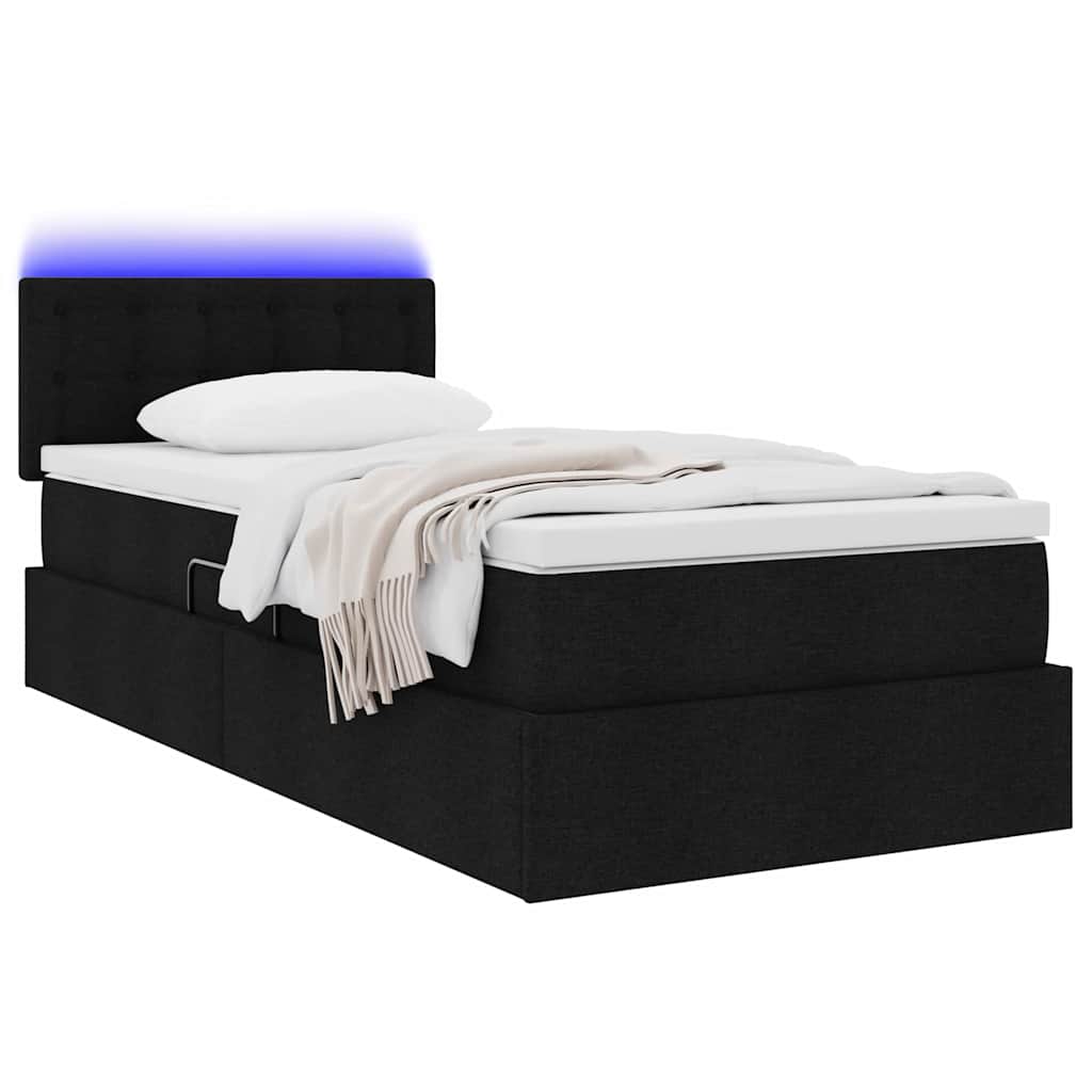 Thumbnail - vidaXL Bett mit Stauraum und LED mit LED Schwarz 90 x 200 cm Stoff