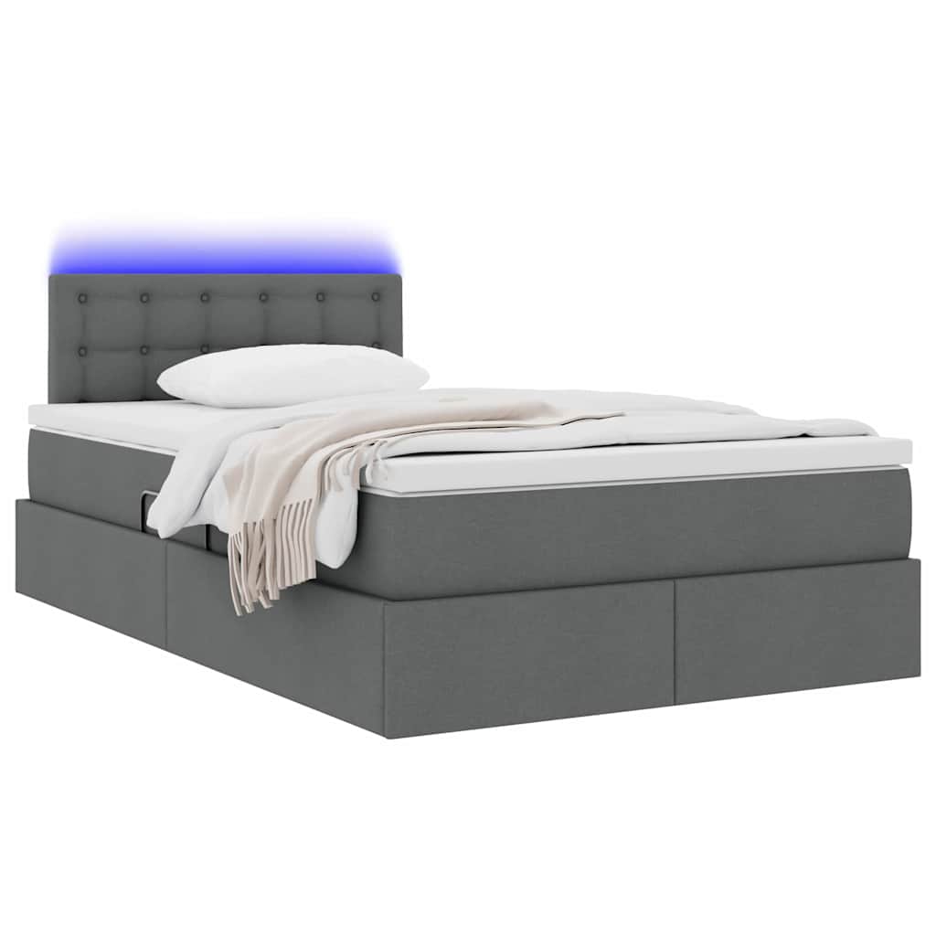 Thumbnail - vidaXL Bett mit Stauraum und LED mit LED Dunkelgrau 120 x 190 cm Stoff